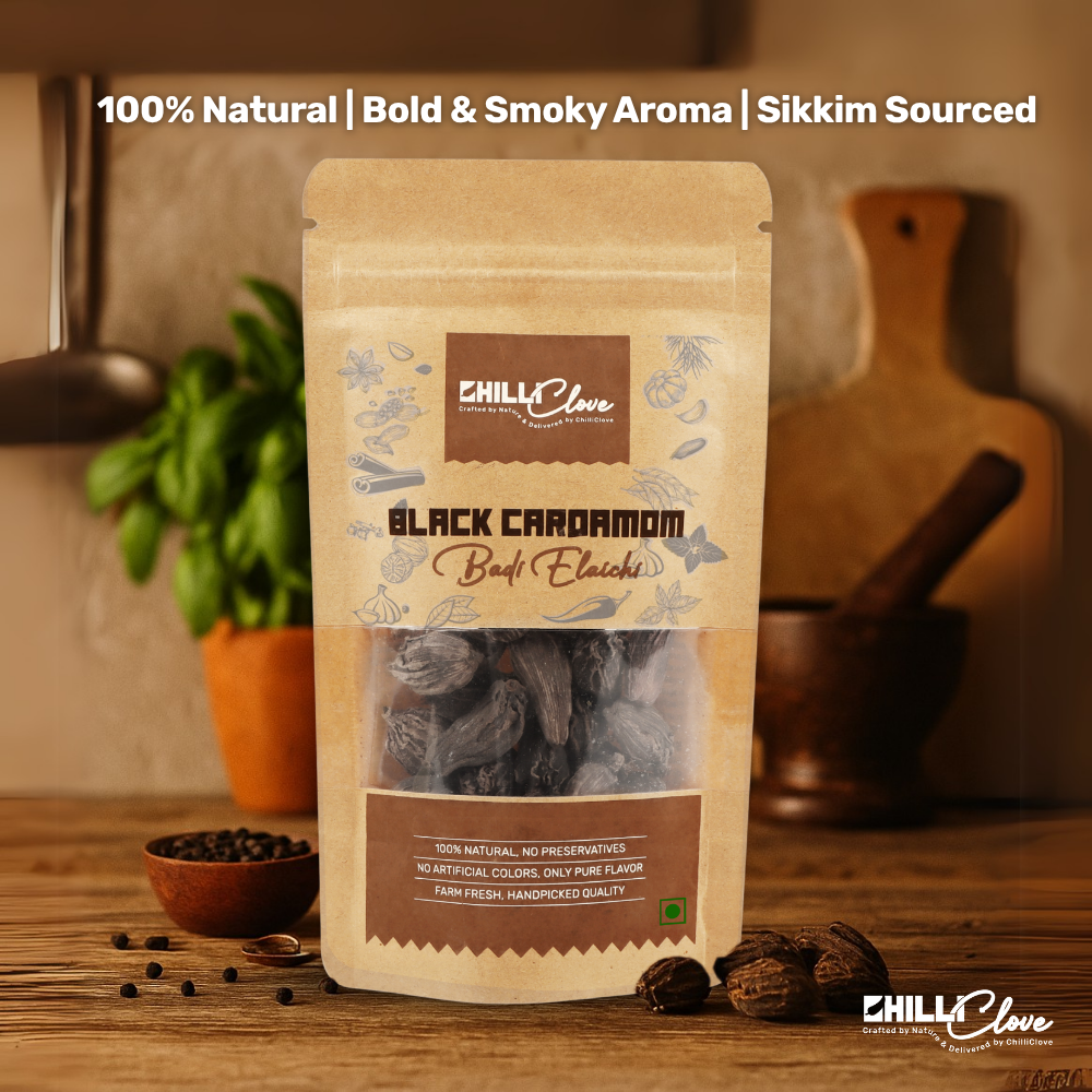 Natural Black Cardamom (Badi Elaichi) – A Bold, Smoky Flavor in Every Pod
