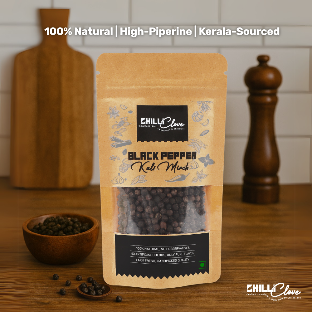 Natural Black Pepper (Kali Mirch) – Bold, Pungent, and Pure