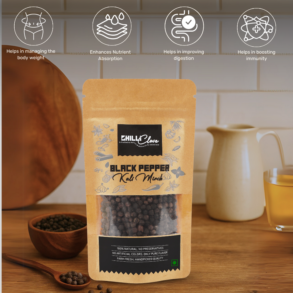 Natural Black Pepper (Kali Mirch) – Bold, Pungent, and Pure