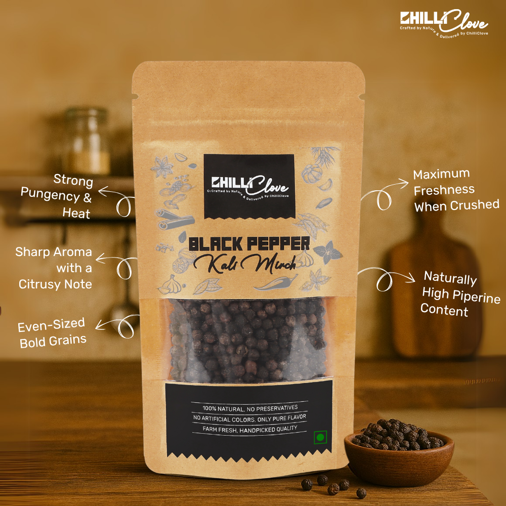 Natural Black Pepper (Kali Mirch) – Bold, Pungent, and Pure