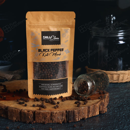 Kali Mirch (Black Pepper) Whole Bold, Aromatic & Farm-Fresh
